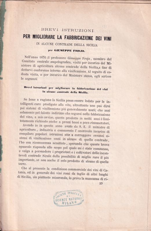 Societa di Acclimazione  Agricoltura in Sicilia Vol. XVII No. 9/10 (1 Heft) 