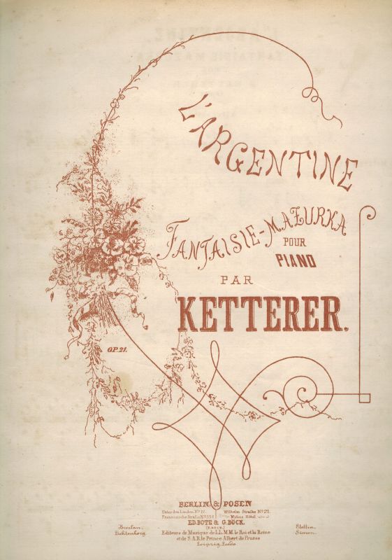 Ketterer,Eugène  L'Argentine Fantaisie-Mazurka pour piano 