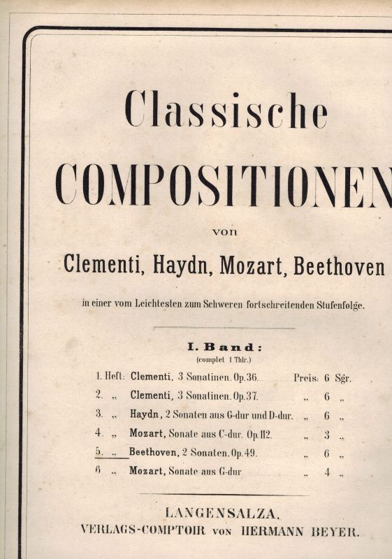 Beethoven,Ludwig van  2 Sonaten OP 49 Nr. 1 und 2 (in einem Heft) 