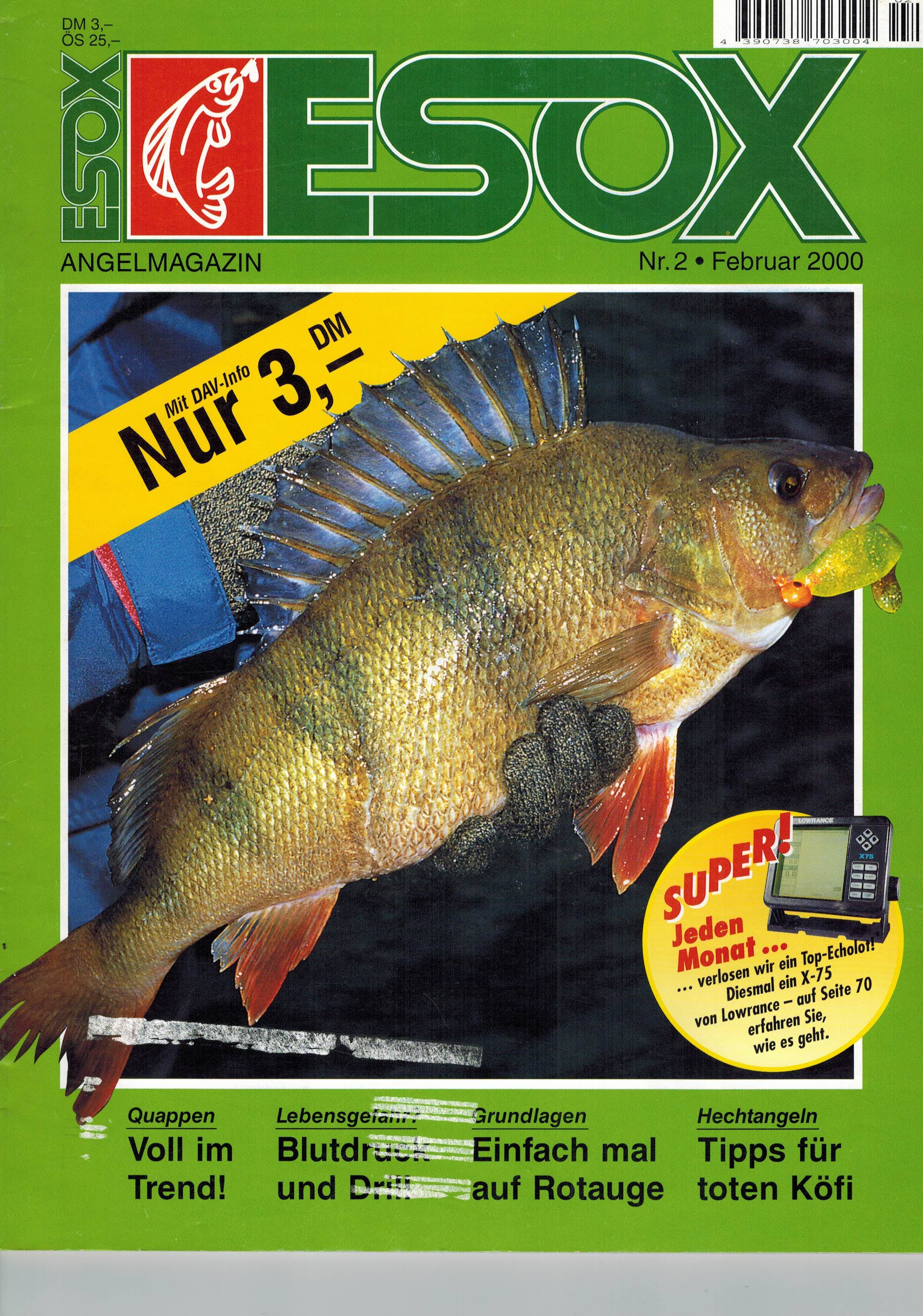 Esox Angelmagazin  Esox Jahr 2000 Heft 1 bis 12 (12 Hefte) 