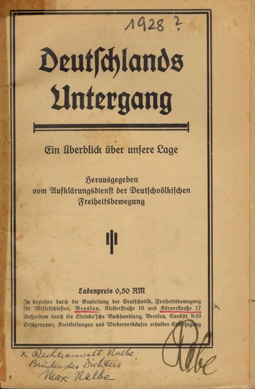 Deutschvölkische Freiheitsbewegung (Hsg.)  Deutschlands Untergang 