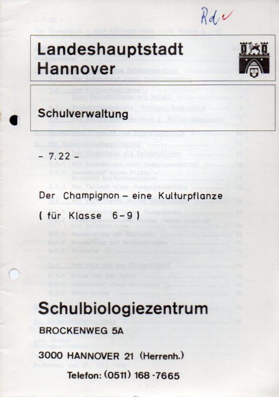 Schulbiologiezentrum Hannover  Der Champignon - eine Kulturpflanze (für Klasse 6-9) 