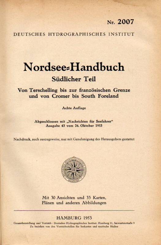 Deutsches Hydrographisches Institut Hamburg  Nordsee-Handbuch 