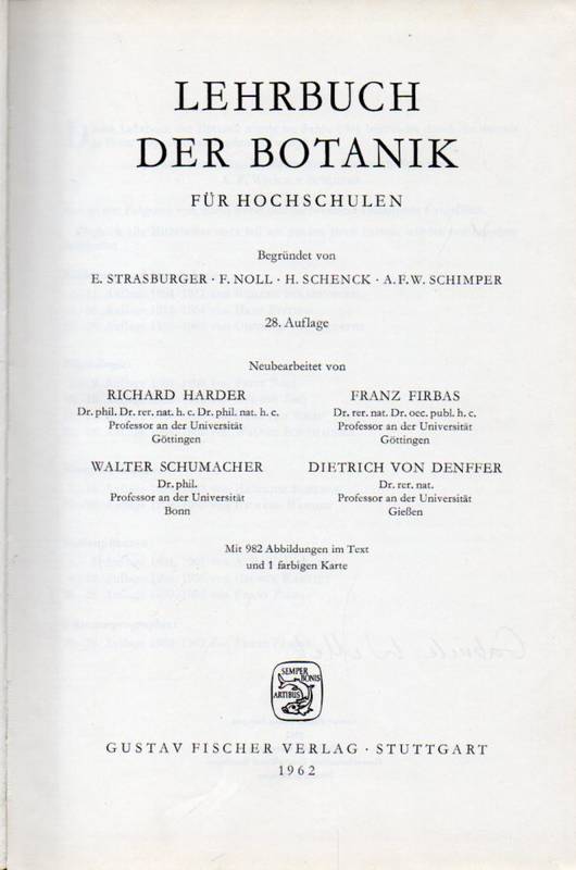 Harder,R. und andere  Lehrbuch der Botanik für Hochschulen 