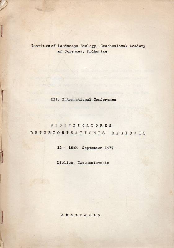 Schubert,R.+K.J.Puckett u.a.  Bioindicatores Deberiorisationis Regionis(III.International Conference 