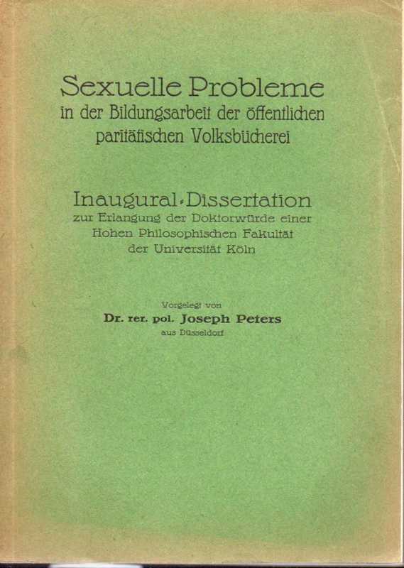 Peters,Joseph  Sexuelle Probleme in der Bildungsarbeit der öffentlichen paritätischen 