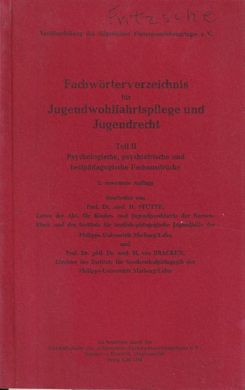 Stutte,H. und H.von Bracken  Fachwörterverzeichnis für Jugendwohlfahrtspflege und Jugendrecht 
