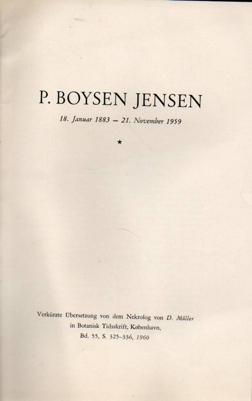 Müller,D.  P. Boysen Jensen 18.Januar 1883 - 21.November 1959 