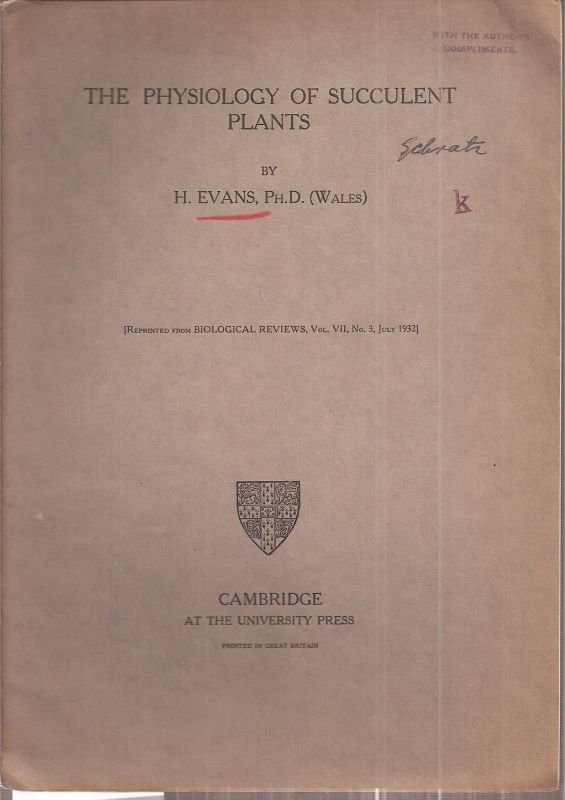 Evans,H.  The Physiology of Succulent Plants 