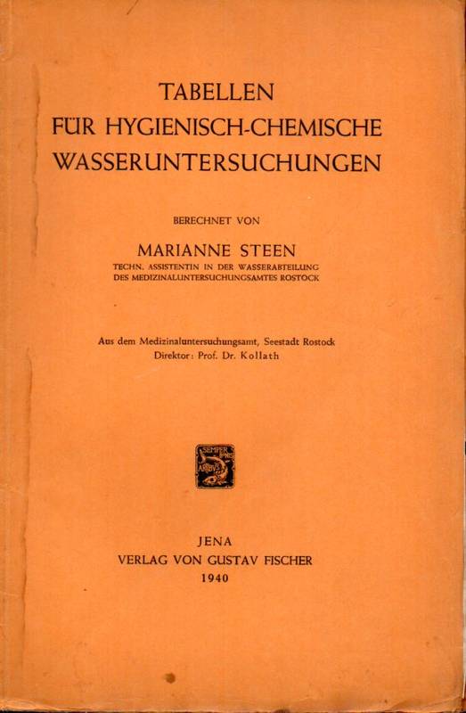 Steen,Marianne  Tabellen für Hygienisch-chemische Wasseruntersuchungen 