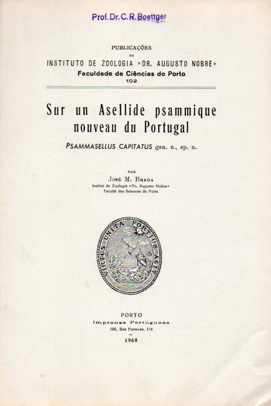Braga,Jose M.  Sur un Asellide psammique nouveau du Portugal 