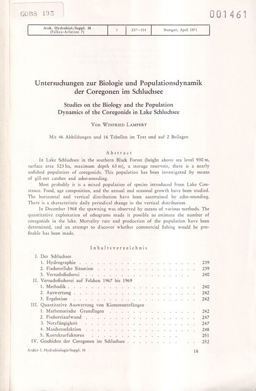 Lampert,Winfried  Untersuchungen zur Biologie und Populationsdynamik der Coregonen im 