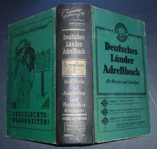 Hrsg . Deutscher Zentralverlag GmbH    Deutsches Länder - Adreßbuch  für Handel und Industrie  Band 1    