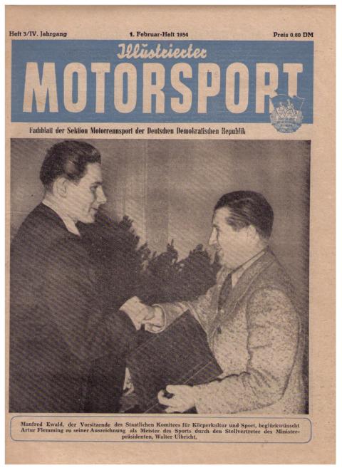 Hrsg. Deutscher Motorsport - Verband der DDR     Illustrierter Motorsport  - 1. Februar  - Heft  1954, Nr. 3 ,  