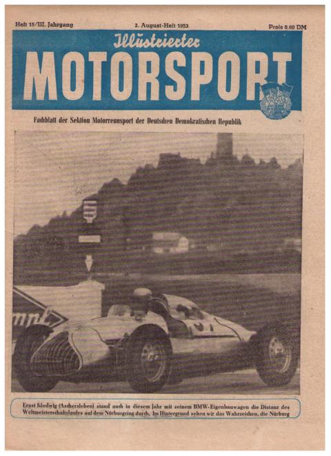 Hrsg. Deutscher Motorsport - Verband der DDR     Illustrierter Motorsport  - 2. August  - Heft  1953, Nr. 15 ,  