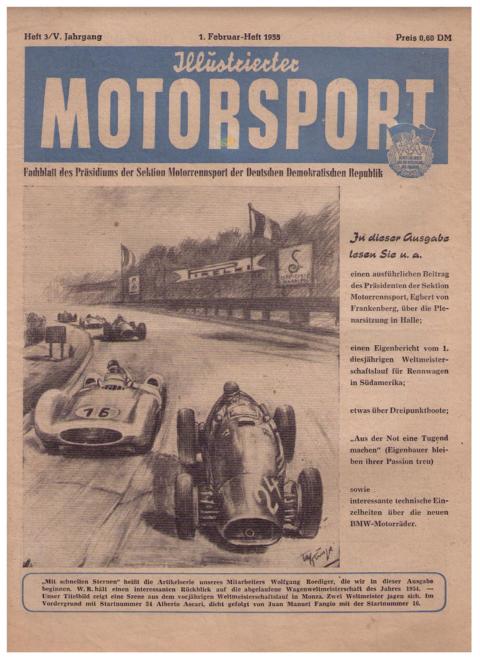 Hrsg. Deutscher Motorsport - Verband der DDR     Illustrierter Motorsport  - 1. Februar  - Heft 1955 , Nr. 3  