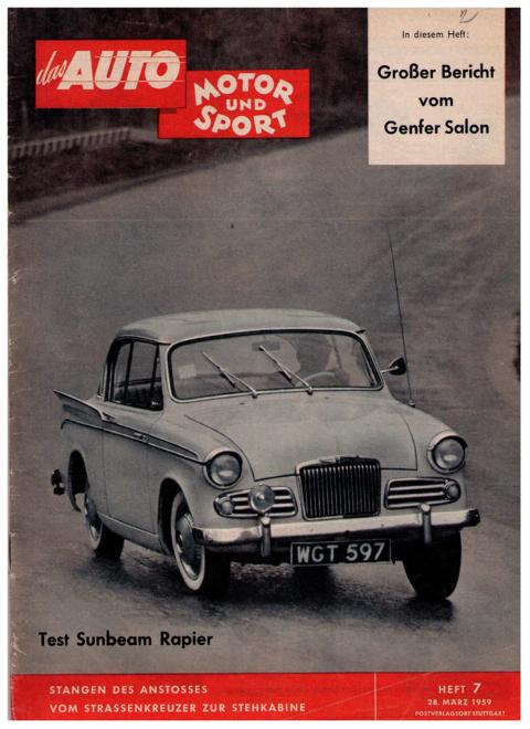 Hrsg. Pietsch , Paul und Dietrich - Troelch , Ernst   Das Auto - Motor und Sport  -  Heft 7 von 1959    