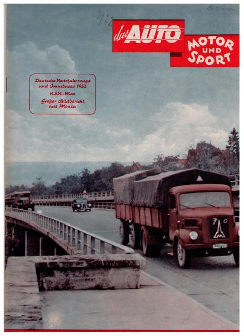Hrsg. Pietsch, Paul und Dietrich - Troelch, Ernst   Das Auto - Motor und Sport  -  Heft 20  vom  27. September  1952    
