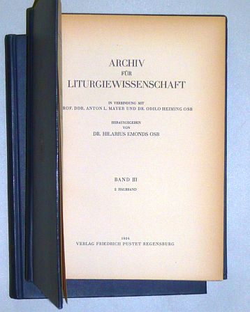   Archiv für Liturgiewissenschaft. Hrsg. von Hilarius Emonds OSB. 
