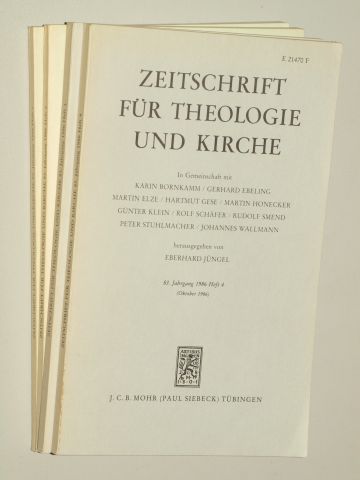   Zeitschrift für Theologie und Kirche. Jahrgang 83 (1986). 4 Hefte. 