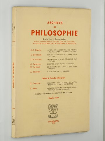   Archives de philosophie. Recherches et documentation. Revue trimetrale ... 