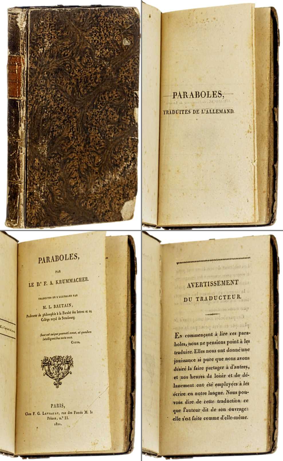 Krummacher, Friedrich Adolf:  Paraboles. Traduites de l'allemand par M. L. Bautain. 