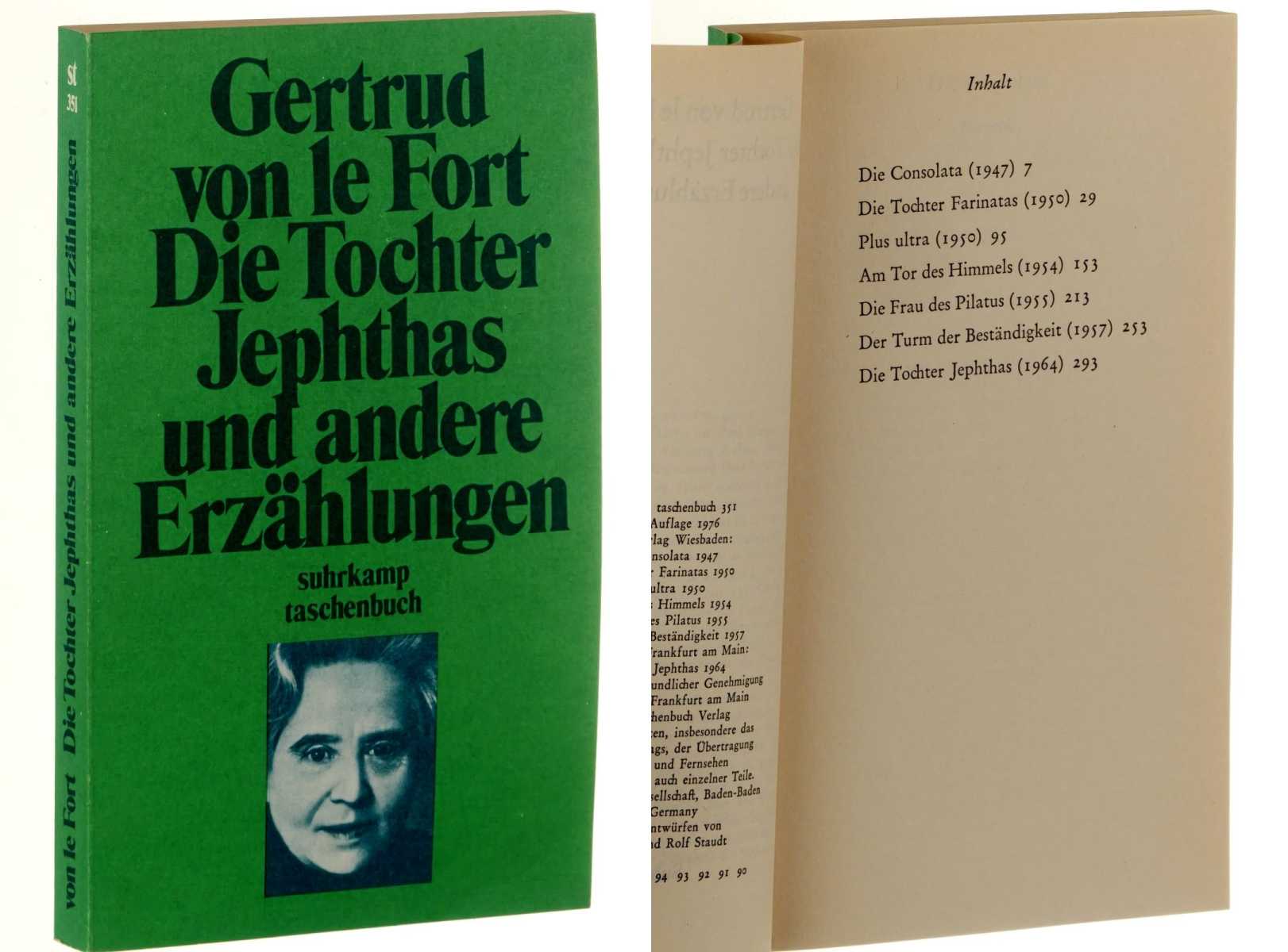 Le Fort, Gertrud von:  Die Tochter Jephthas und andere Erzählungen. 