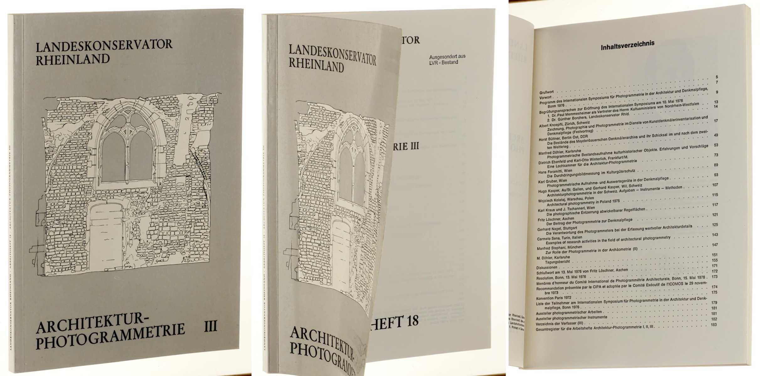   Architektur-Photogrammetrie III. Vorträge 2. Hrsg. von Guenther Borchers. 