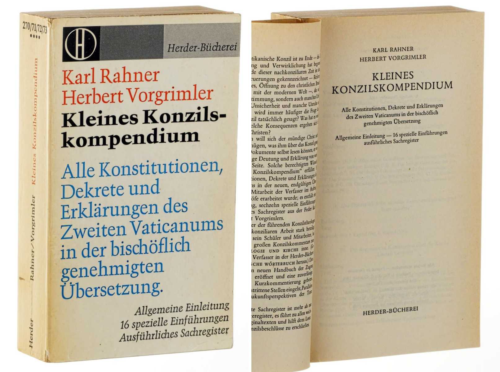 Rahner, Karl [Hrsg.]:  Kleines Konzilskompendium. Sämtl. Texte d. 2. Vatikanums; allg. Einl., 16 spezielle Einf., ausführl. Sachreg. 