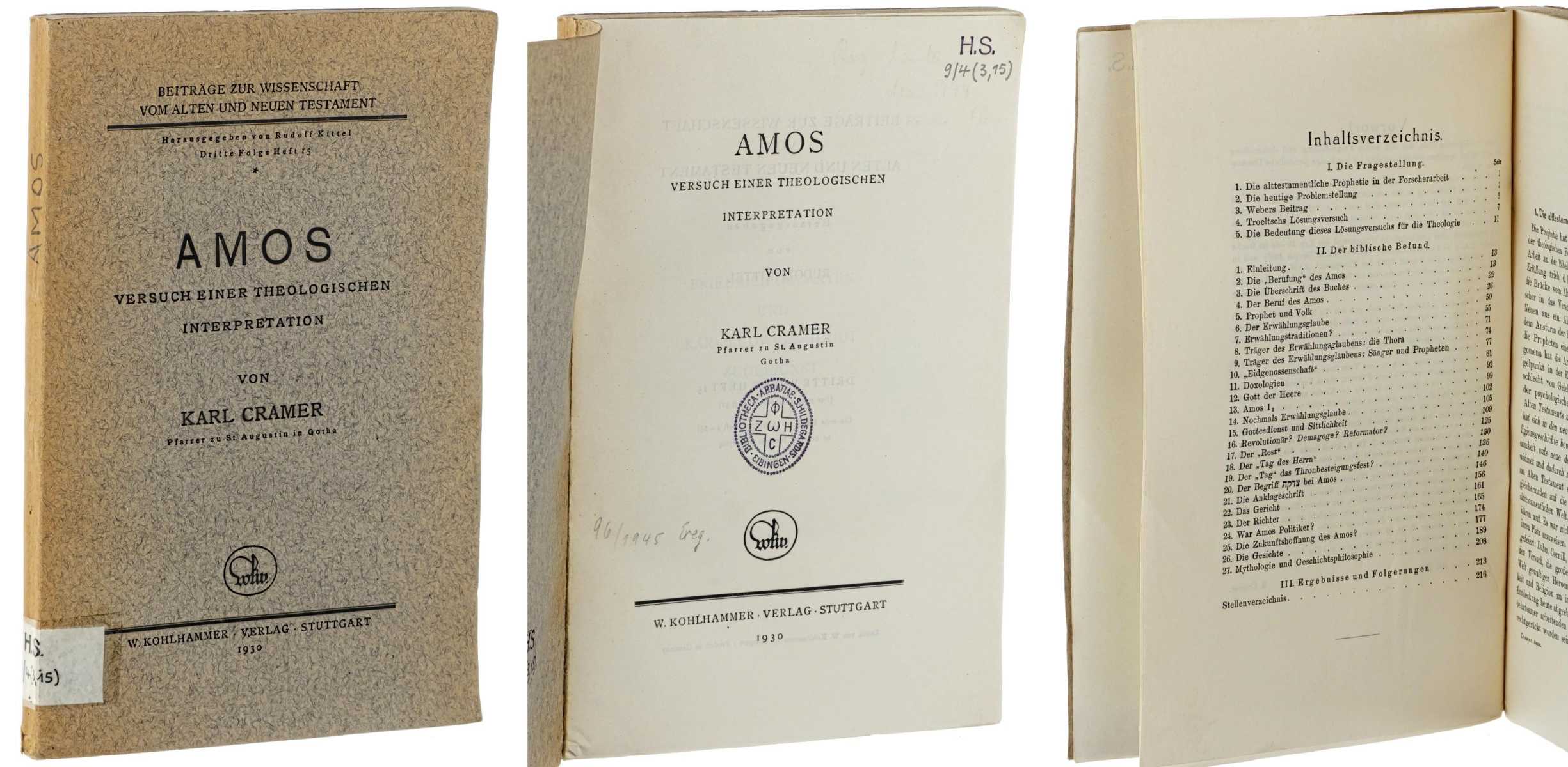 Cramer, Karl:  Amos. Versuch einer theologischen Interpretation. 