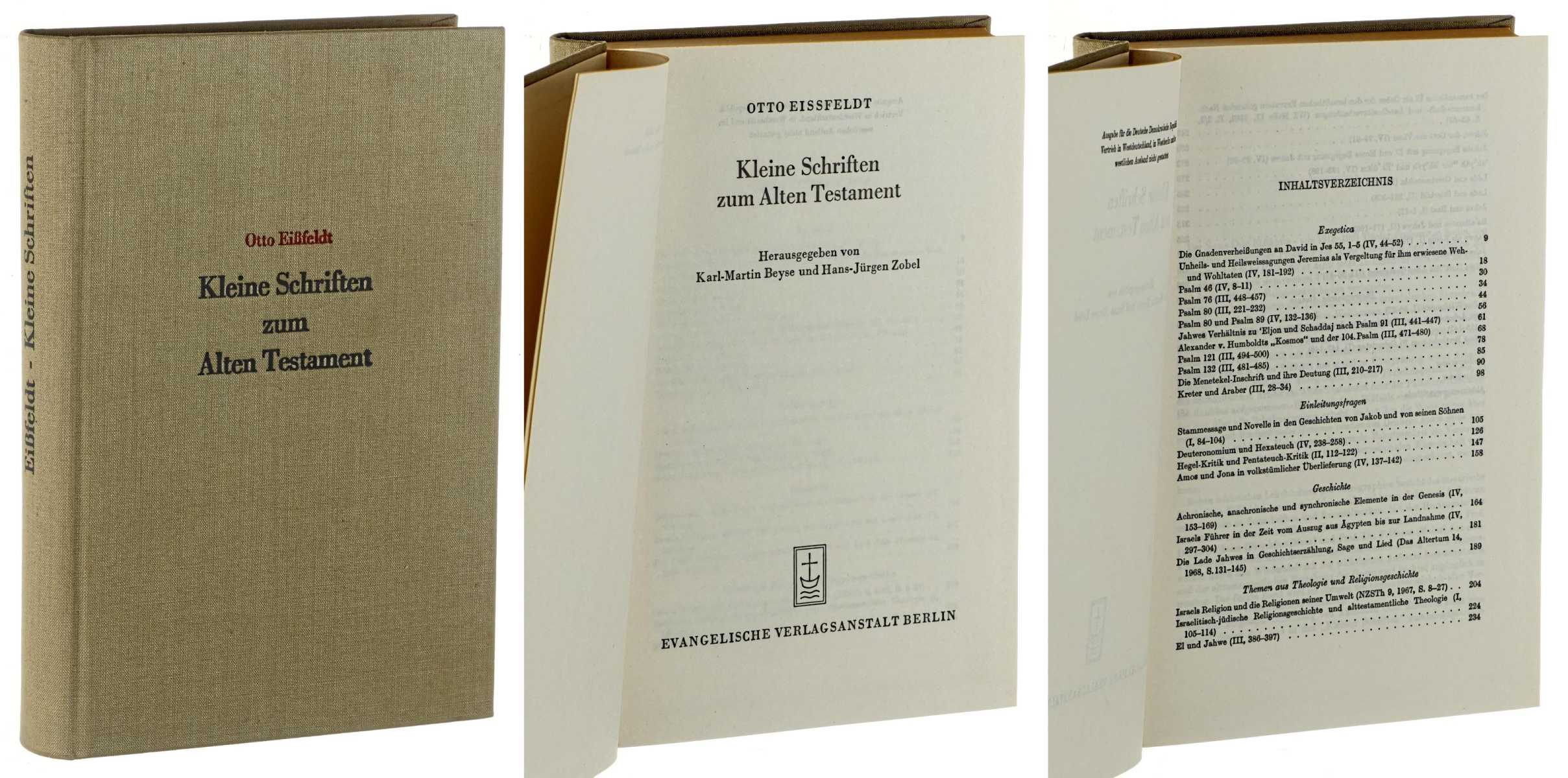 Eissfeldt, Otto:  Kleine Schriften zum Alten Testament. Hrsg. von Karl-Martin Beyse und Hans-Jürgen Zobel. 