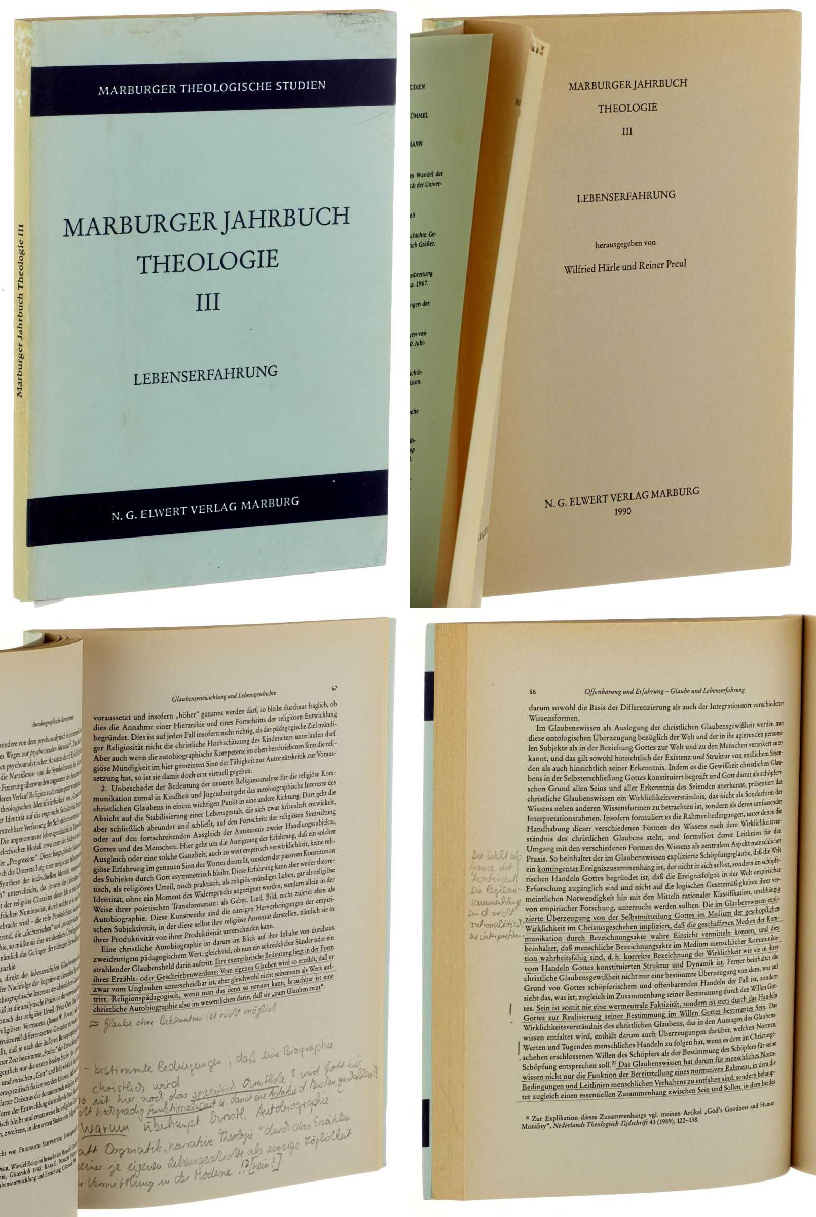   Marburger Jahrbuch Theologie III.  Lebenserfahrung. Hrsg. von Wilfried Härle und Reiner Preul. 