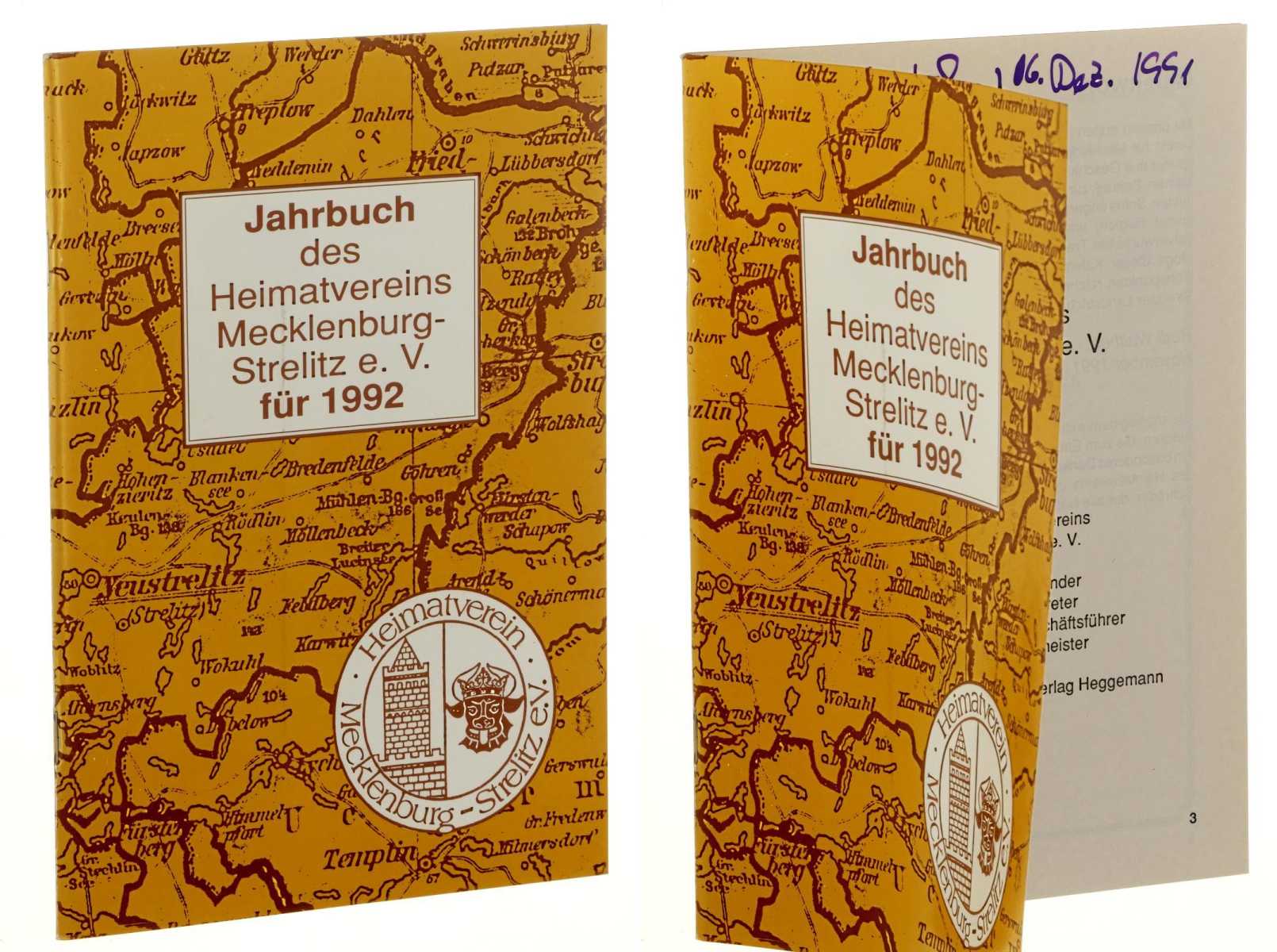   Jahrbuch des Heimatvereins Mecklenburg-Strelitz e.V. für 1992. 