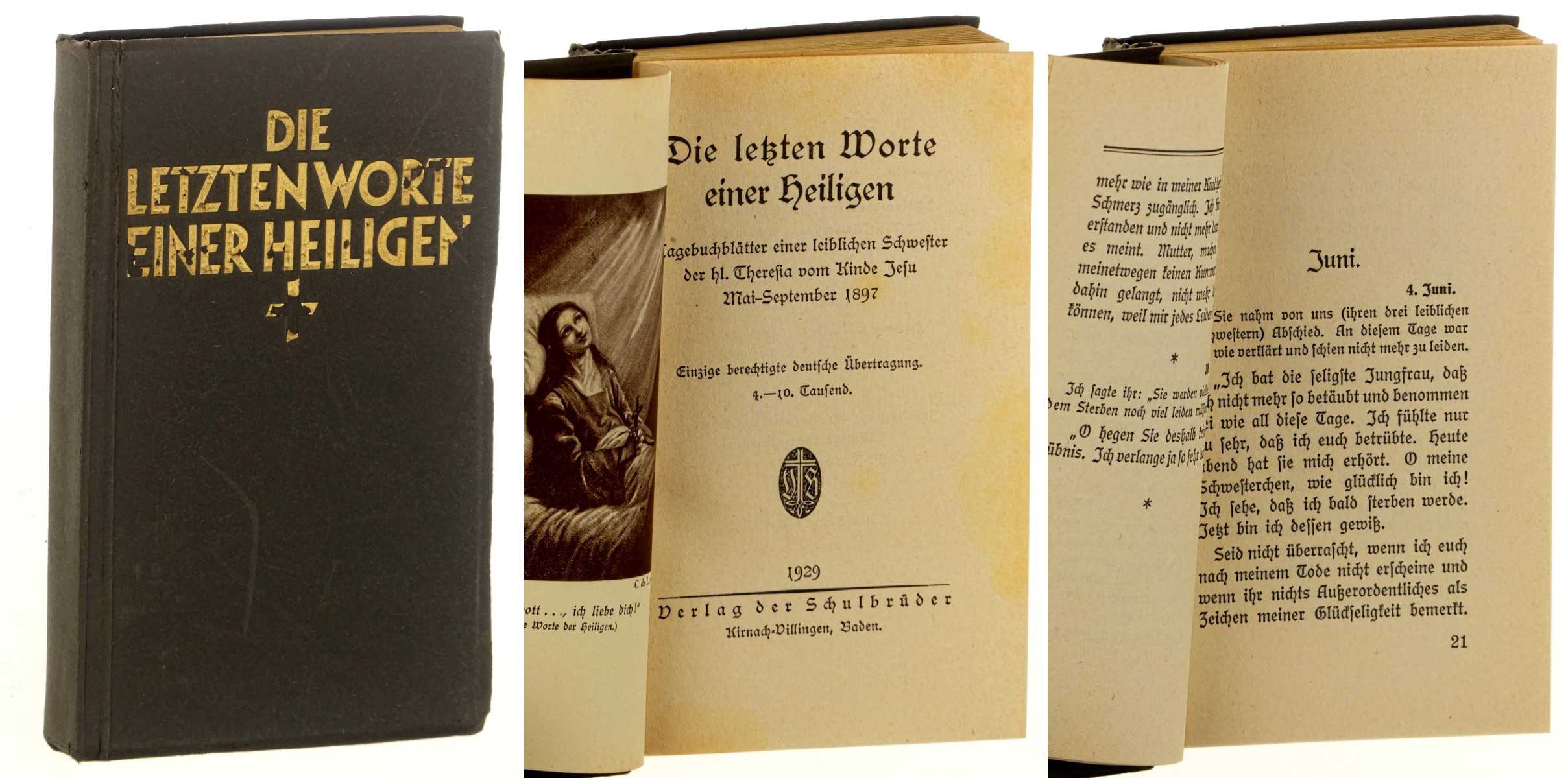 Therese:  Die letzten Worte einer Heiligen. Tagebuchblätter der leiblichen Schwester der hl. Theresia vom Kinde Jesu; Mai - September 1897. 