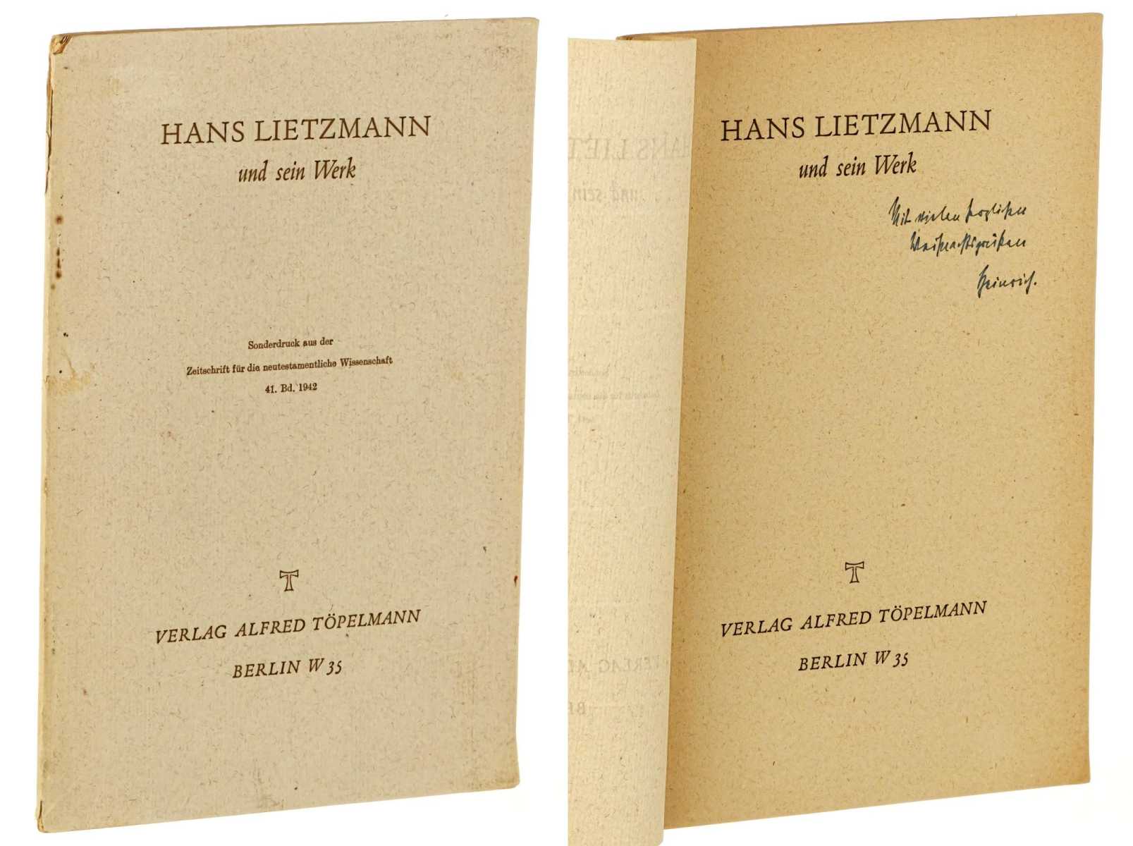 Bornkamm, Heinrich:  Hans Lietzmann und sein Werk. Hans Lietzmann ; Rede bei der akad. Trauerfeier in der alten Aula der Univ. Berlin am 15. Juli 1942. 
