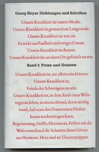 HEYM, Georg - Schneider, Karl Ludwig (Hrg.)  Dichtungen und Schriften. hier: Band 2 apart: : Prosa und Dramen. Band 2 apart: : Prosa und Dramen. 