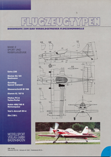 FISCHER, Hans-Jürgen (Hrg.)  Flugzeugtypen. Dokumente zum Bau vorbildgetreuer Flugzeugmodelle. hier: Band 2: Sport- und Reiseflugzeuge. 