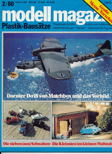   modell magazin. Plastik-Bausätze. Flugzeuge-Schiffe - Autos und Motorräder - Militärfahrzeuge - Panzer - Historische Figuren. hier: Heft 2/1980. 