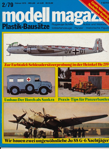   modell magazin. Plastik-Bausätze. Flugzeuge-Schiffe - Autos und Motorräder - Militärfahrzeuge - Panzer - Historische Figuren. hier: Heft 2/1979. 