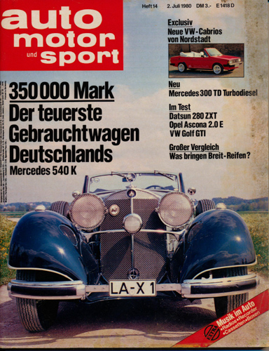   auto, motor und sport. hier: Heft 14/1980. Der teuerste Gebrauchtwagen Deutschlands. 