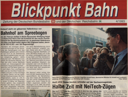   Blickpunkt Bahn. Zeitung der Deutschen Bundesbahn und der Deutschen Reichsbahn. hier: Ausgabe 4/1993. 