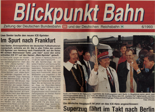  Blickpunkt Bahn. Zeitung der Deutschen Bundesbahn und der Deutschen Reichsbahn. hier: Ausgabe 6/1993. 