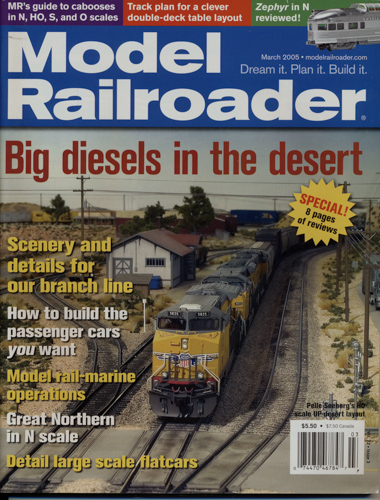   Model Railroader Magazine, March 2005: Big diesels in the desert. 