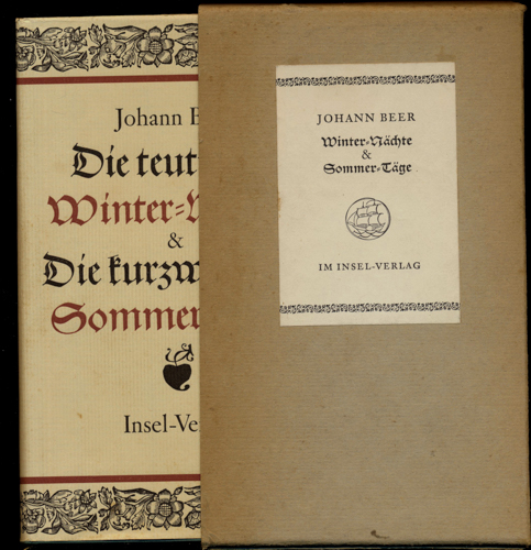 BEER, Johann  Die teutschen Winter-Nächte & Die kurzweiligen Sommer-Täge, Hrg. von Richard Alewyn. 