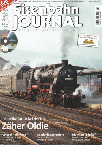   Eisenbahn Journal Heft Februar 2020: Zäher Oldie: Baureihe 58.10 bei der DR (ohne DVD!). 