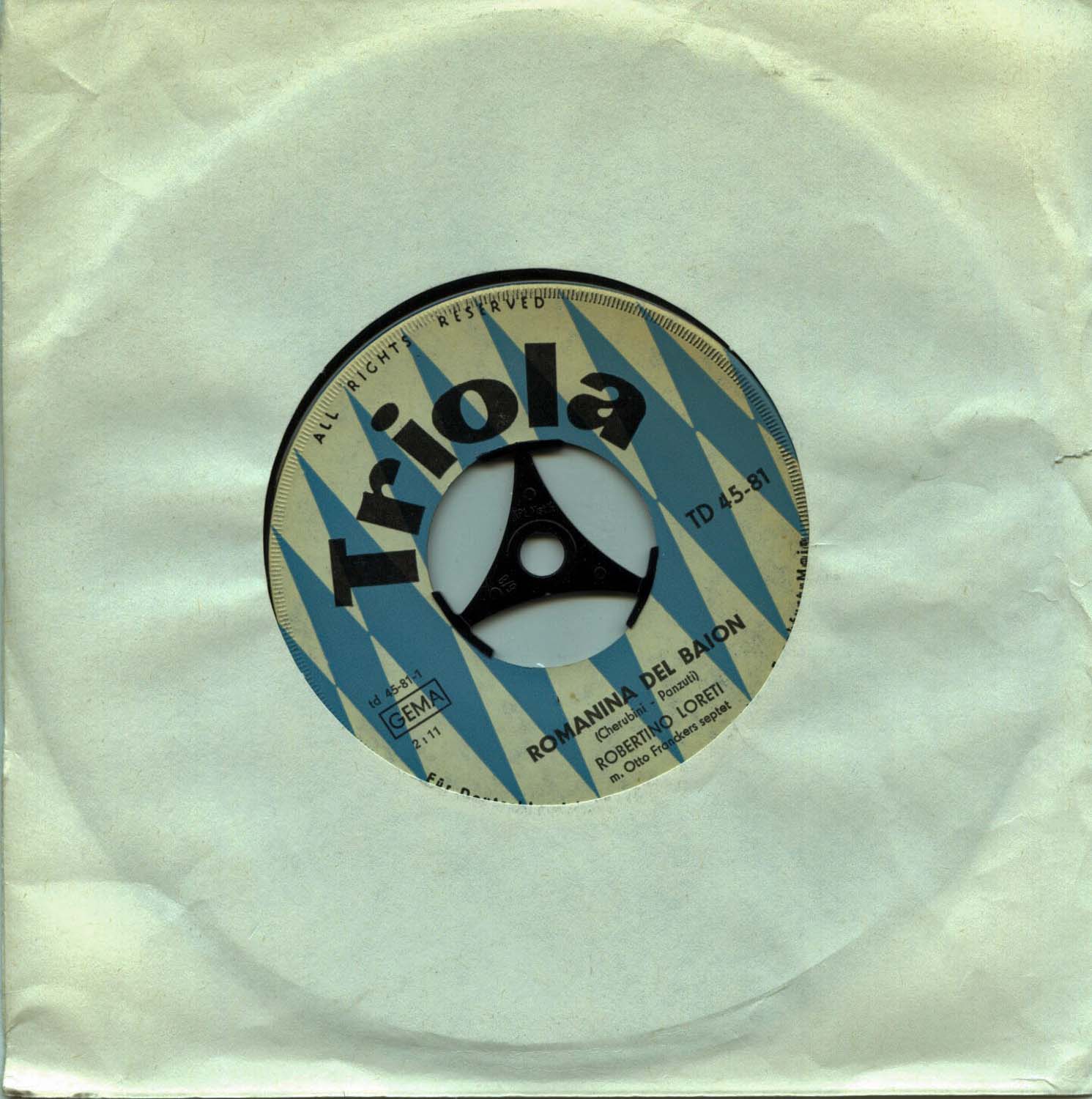 Robertino Loreti  Romanina del Baion / Cerasella (TD 45-81)  *Single 7'' (Vinyl)*. 