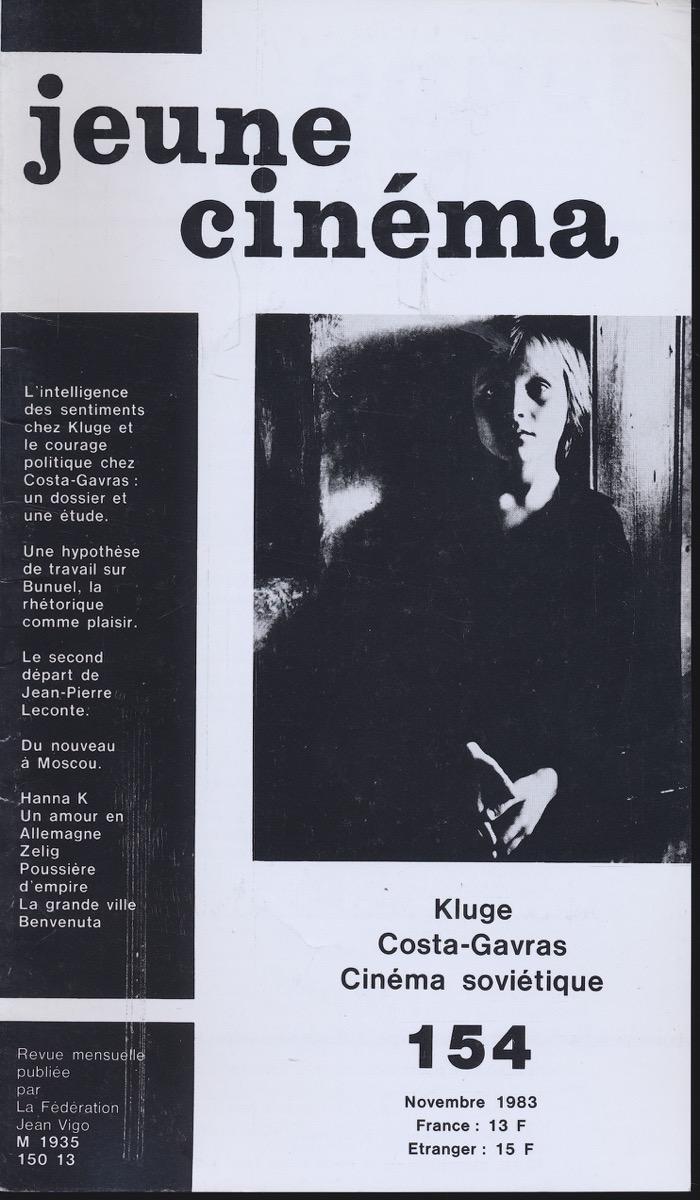   jeune cinéma no. 154 (Novembre 1983): Kluge, Costa-Gavras, Cinéma soviétique. 
