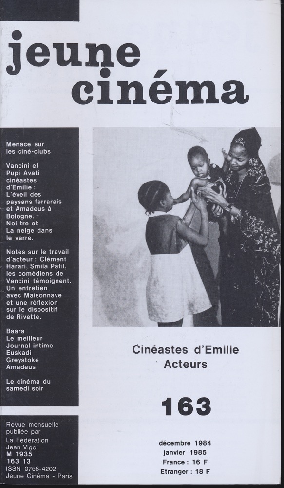   jeune cinéma no. 163 (Décembre 1984): Cinéastes d'Emilie, Acteurs. 