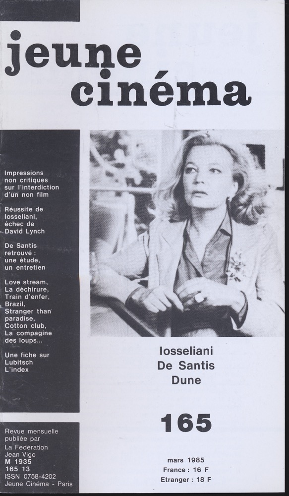   jeune cinéma no. 165 (Mars 1985): Iosseliani, De Santis, Dune. 
