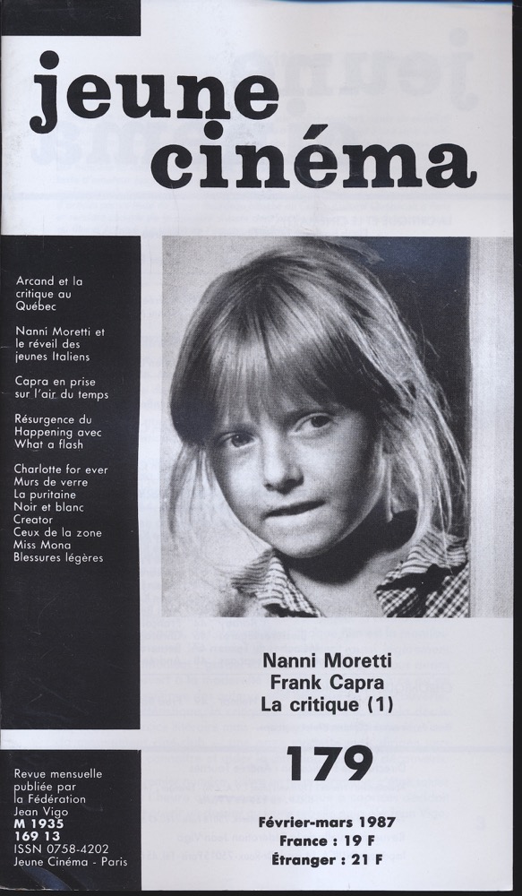  jeune cinéma no. 179 (Février-Mars 1987): Nanni Moretti, Frank Capra, La critique (1). 